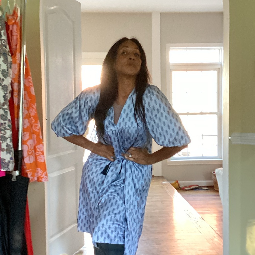 Blue Patterned Maxi Dress - Picture 2 of 4